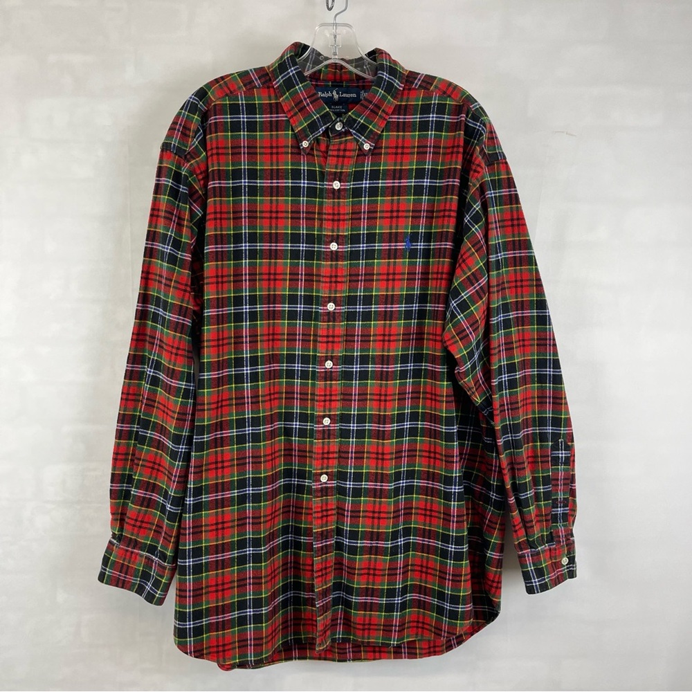 Ralph Lauren Blake 100% Cotton Red Tartan Plaid Button-Down Shirt Men’s XL